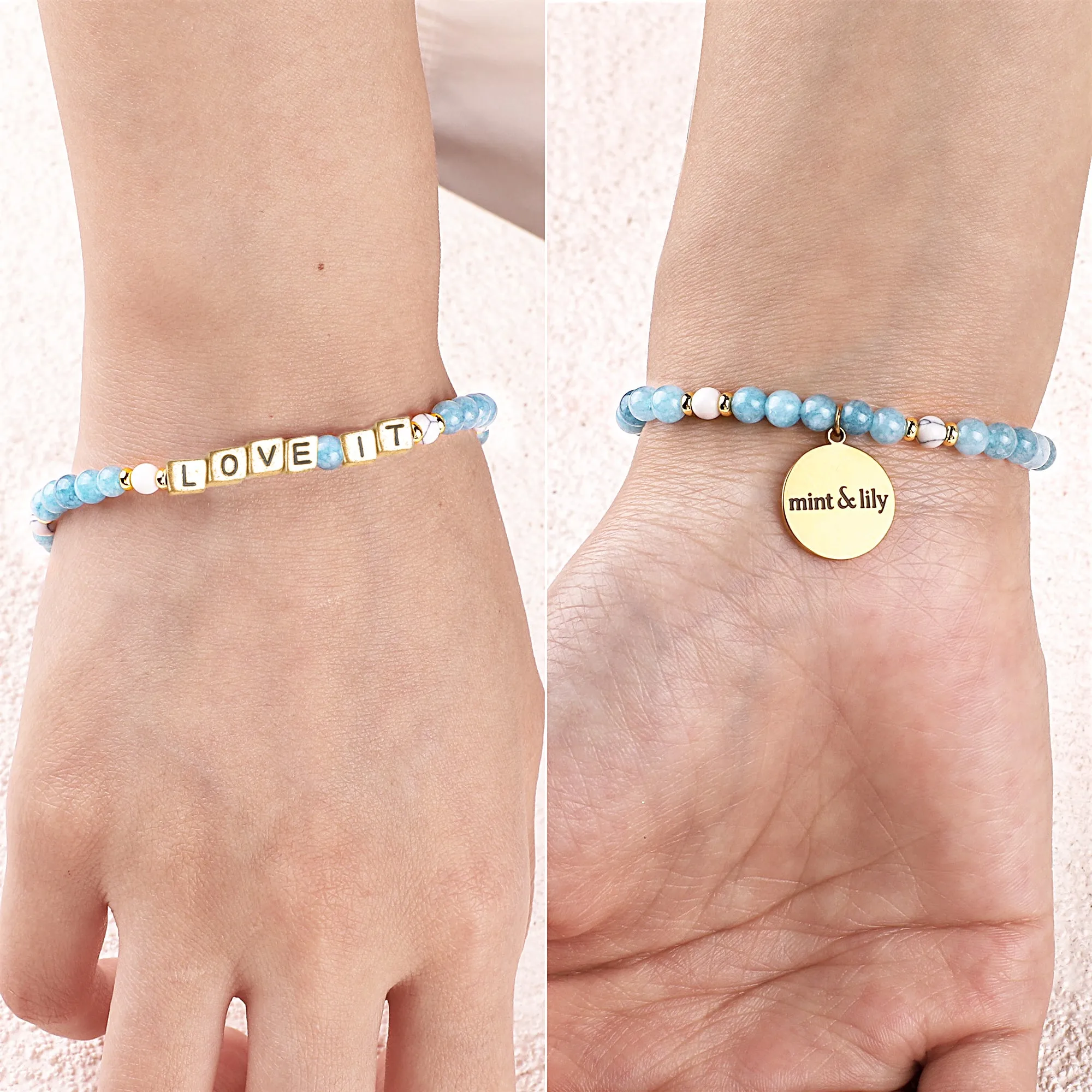 Custom Blue Stone Beaded Friendship Bracelet