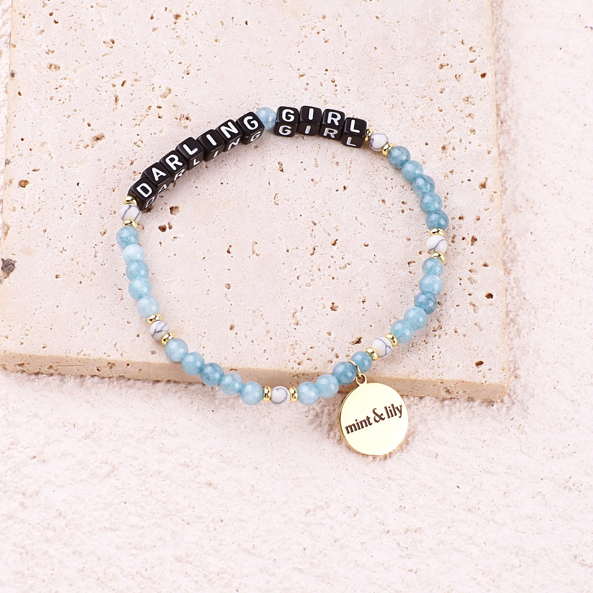 Custom Blue Stone Beaded Friendship Bracelet