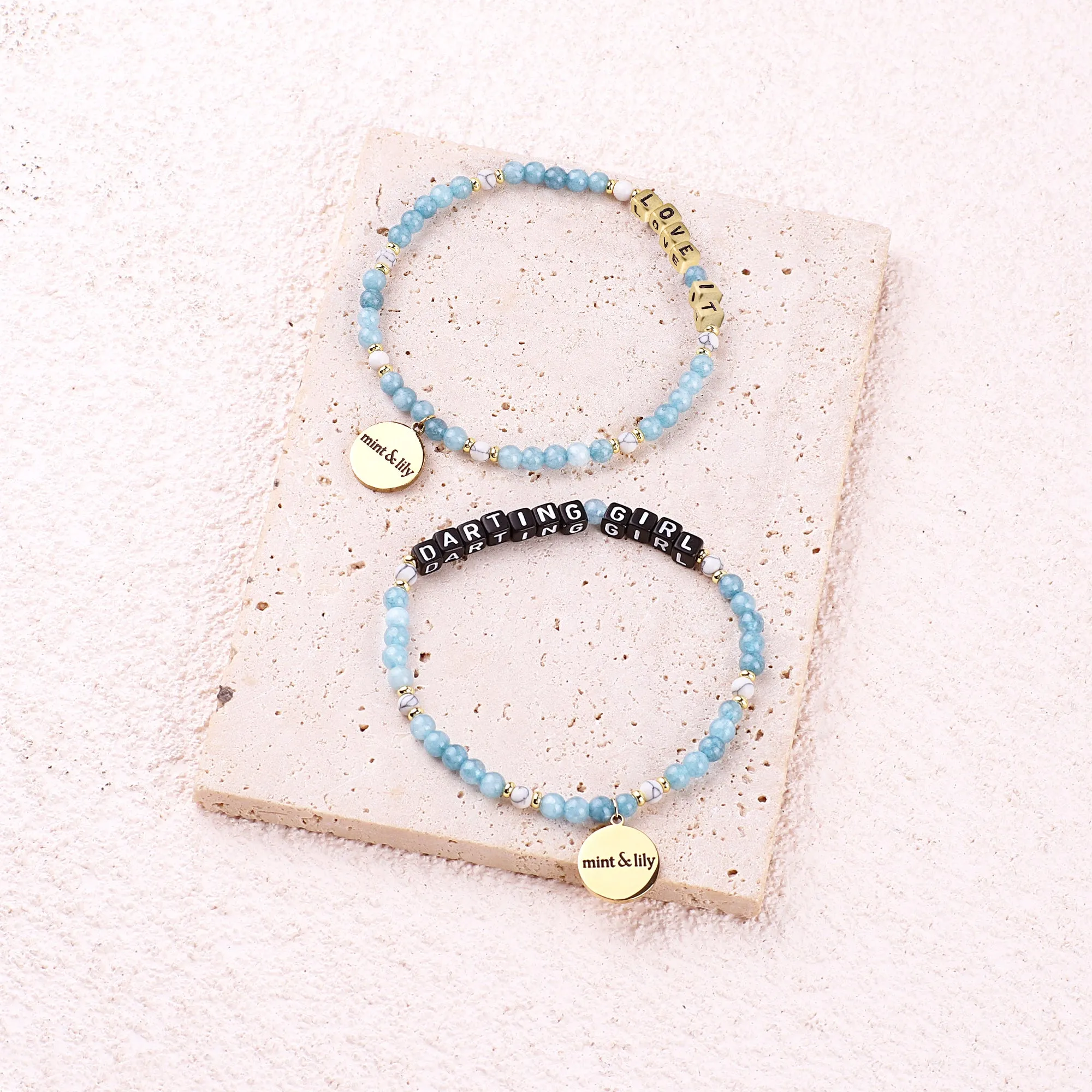 Custom Blue Stone Beaded Friendship Bracelet