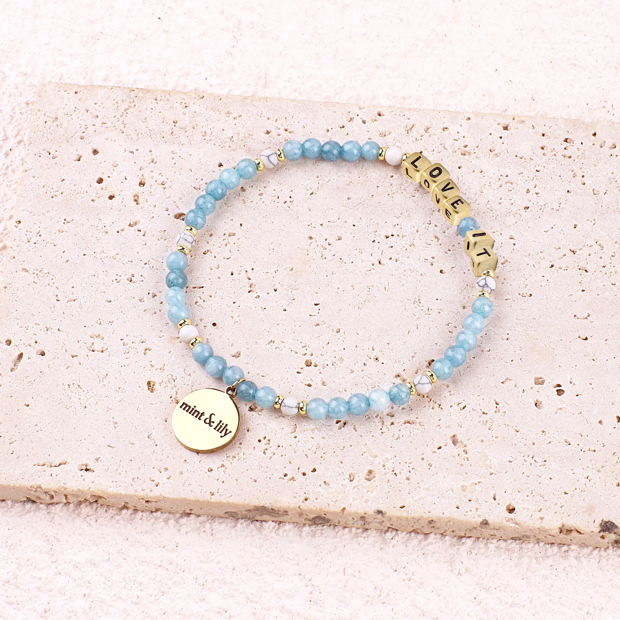 Custom Blue Stone Beaded Friendship Bracelet