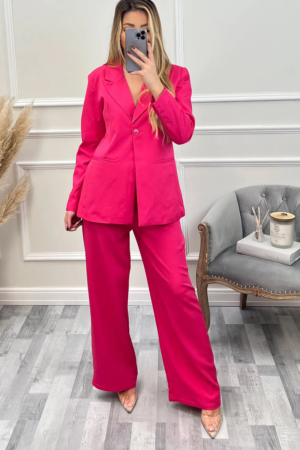 Cyndi Pink Button Tailored Blazer