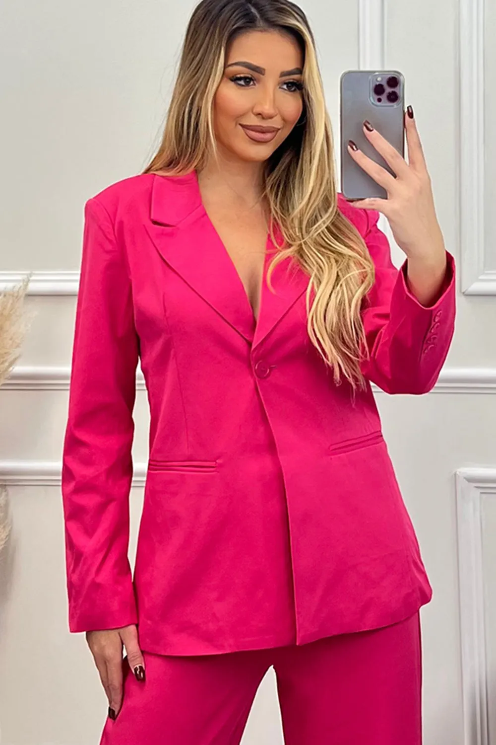 Cyndi Pink Button Tailored Blazer