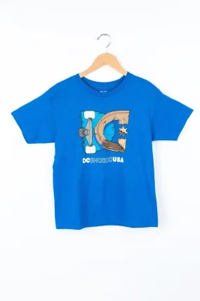 DC Youth Wrecked Skateboard Blue Graphic Tee