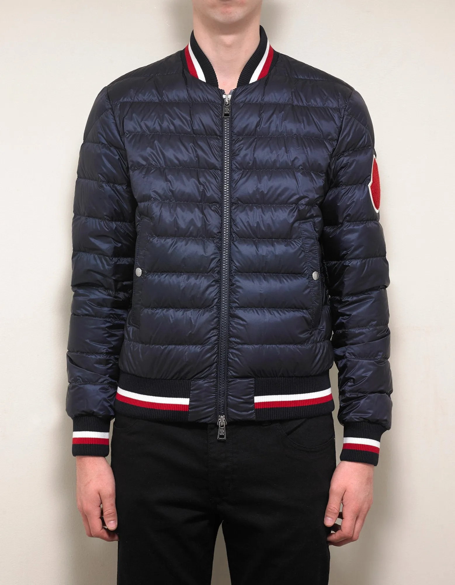 Deltour Navy Blue Down Bomber Jacket