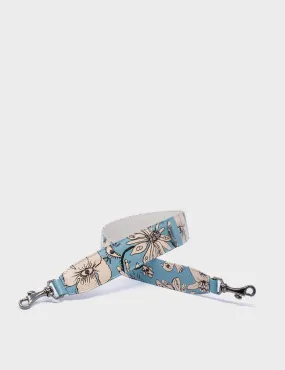 Detachable Short Cameo Blue Leather Shoulder Strap - Floral Print