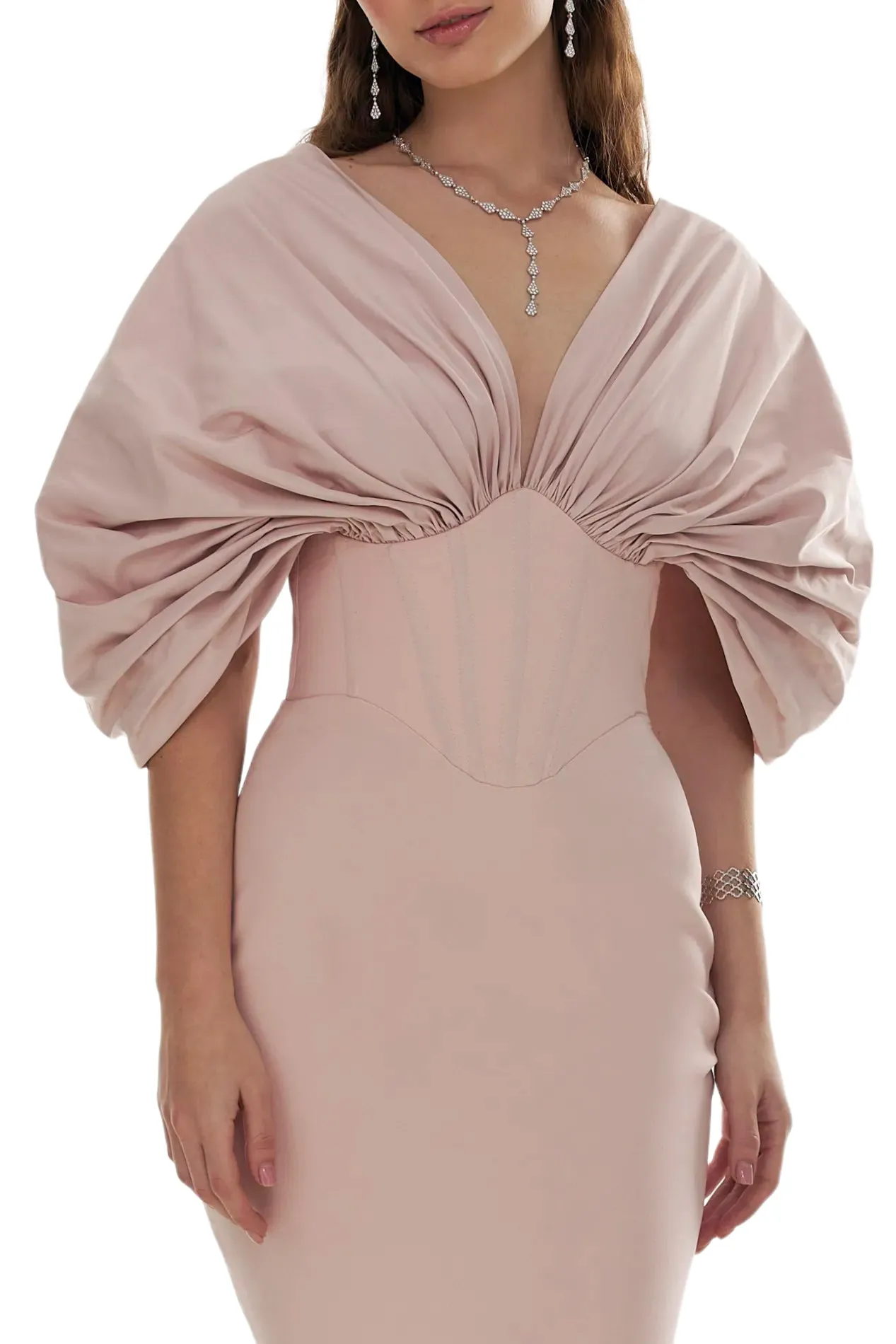 DINA CREPE AND TAFFETA GOWN