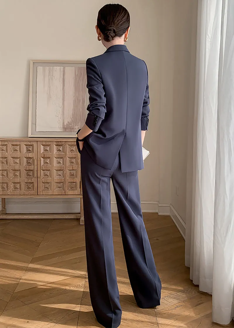 Double Breasted Blazer Wide Pants Suit Two-Piece Set