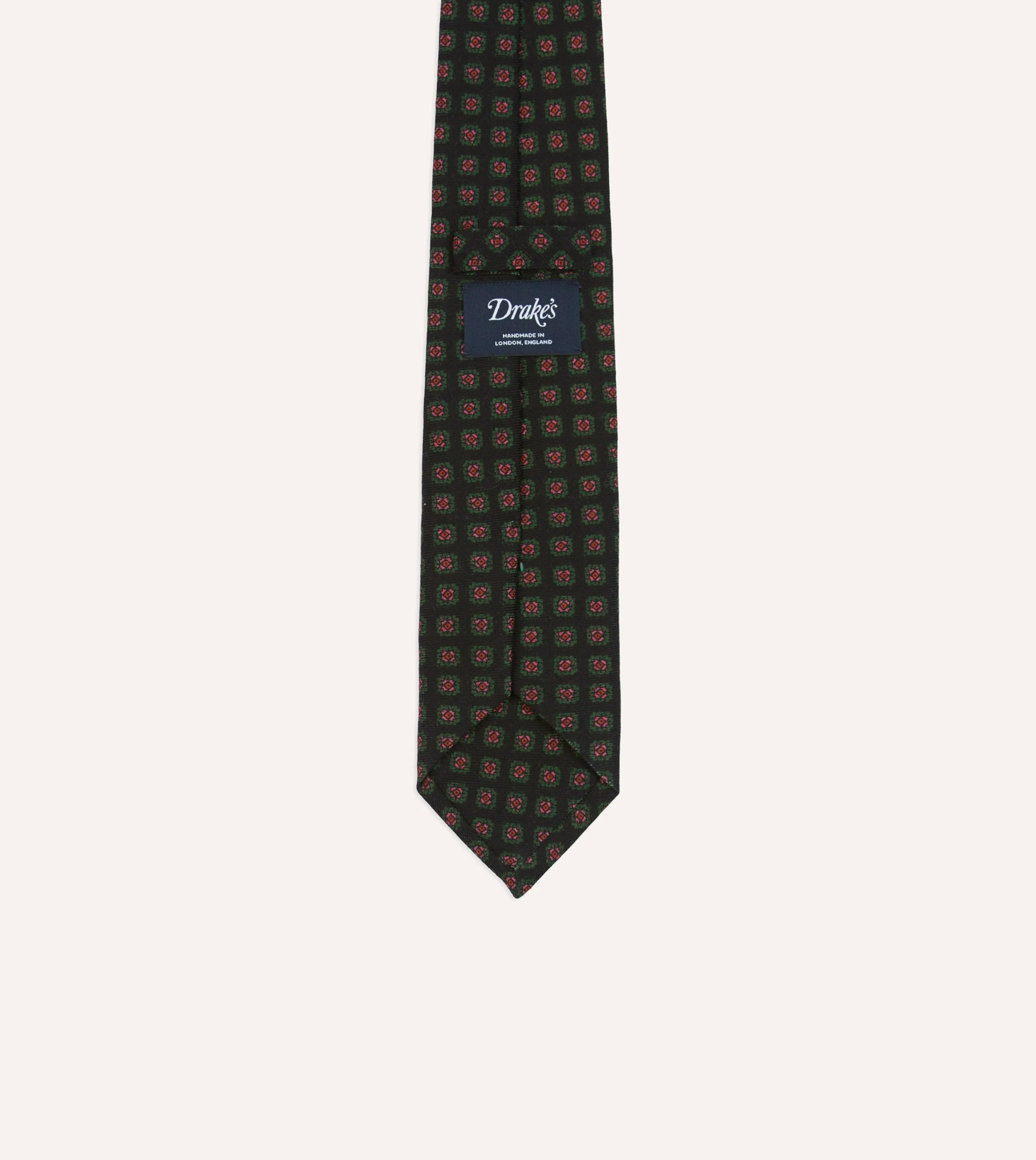 Drake's Diamond Print Wool Tie / Black