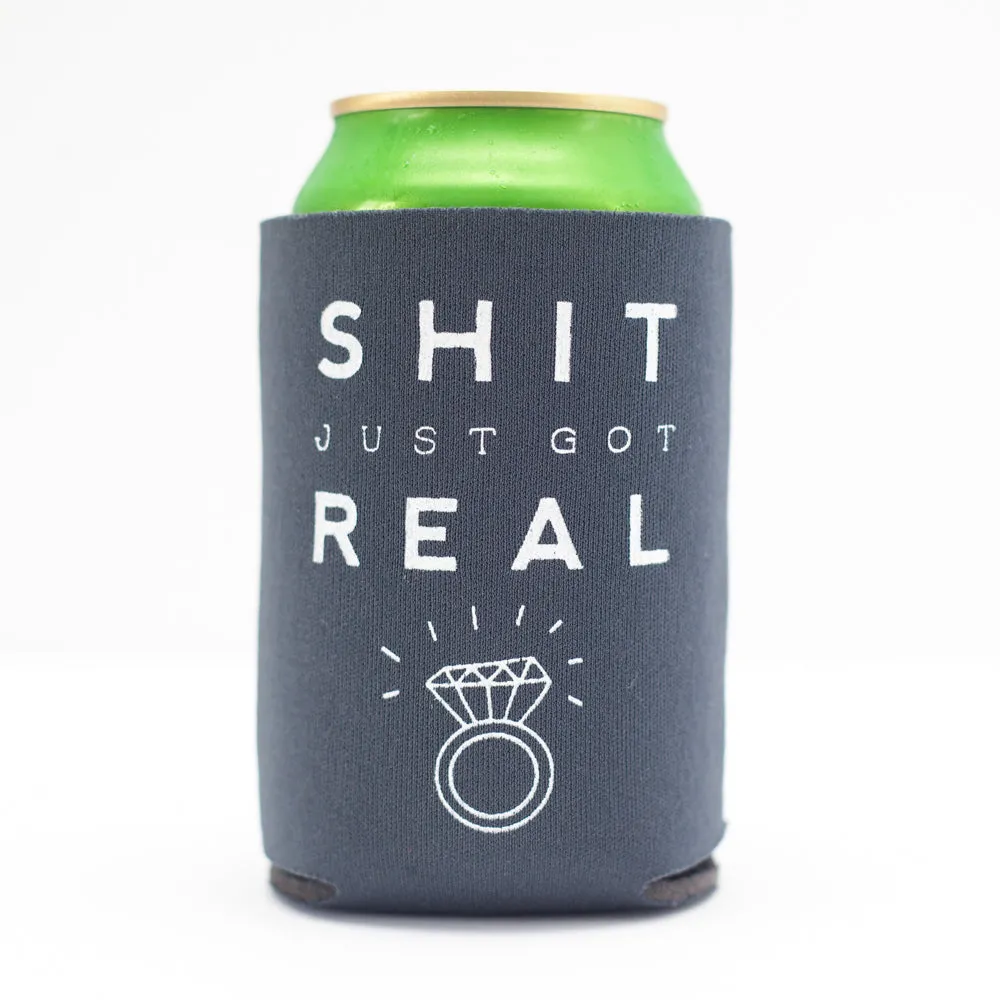 engagement gift idea, wedding drink coolie, funny wedding favor, shit got real