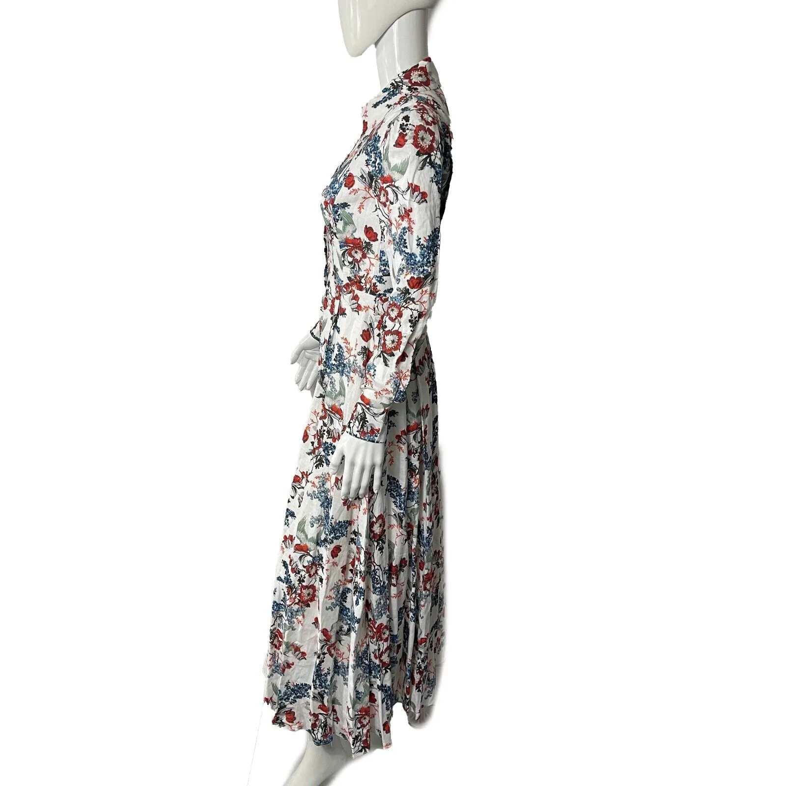 Erdem - New w/ Tags - Josianne Bird Blossom Linen Shirt-UK 6- US 2 - Dress