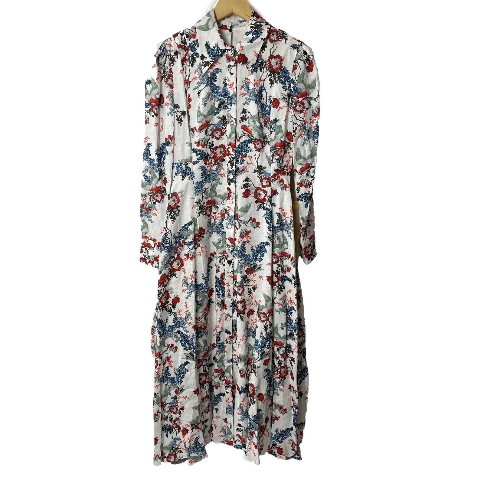 Erdem - New w/ Tags - Josianne Bird Blossom Linen Shirt-UK 6- US 2 - Dress