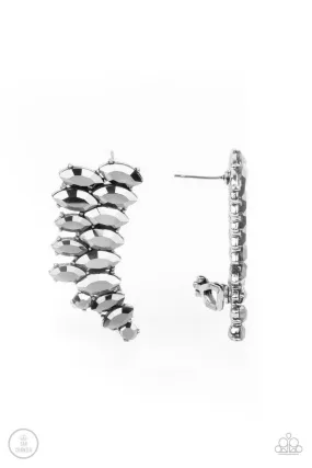 Explosive Elegance Silver Ear Crawler Earrings - Paparazzi Accessories