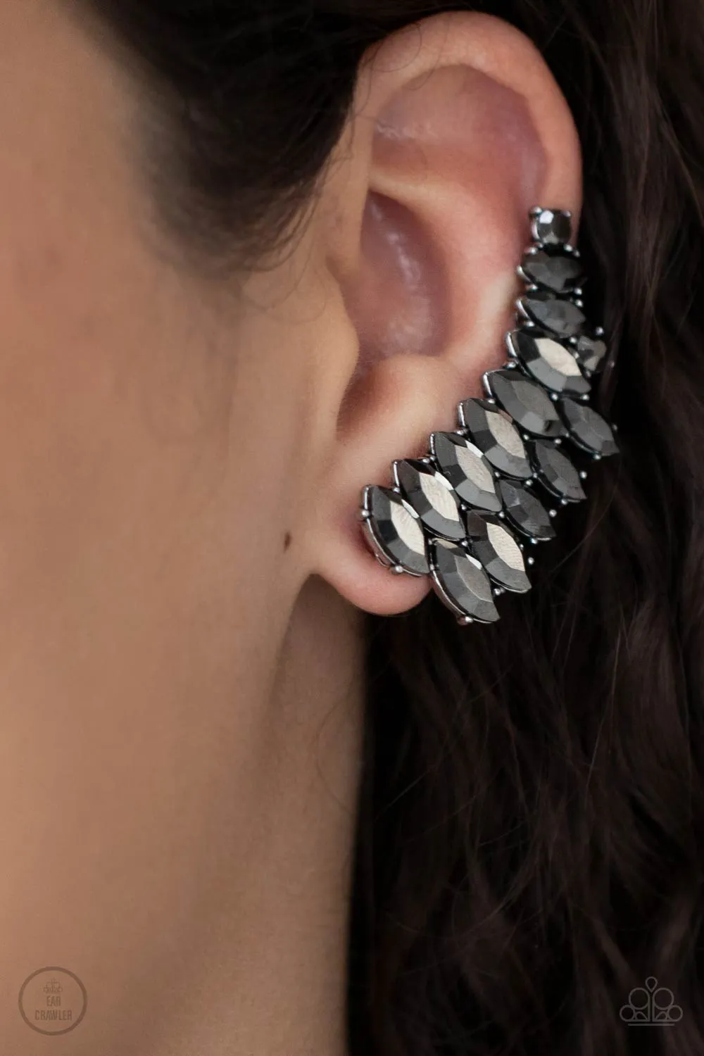 Explosive Elegance Silver Ear Crawler Earrings - Paparazzi Accessories