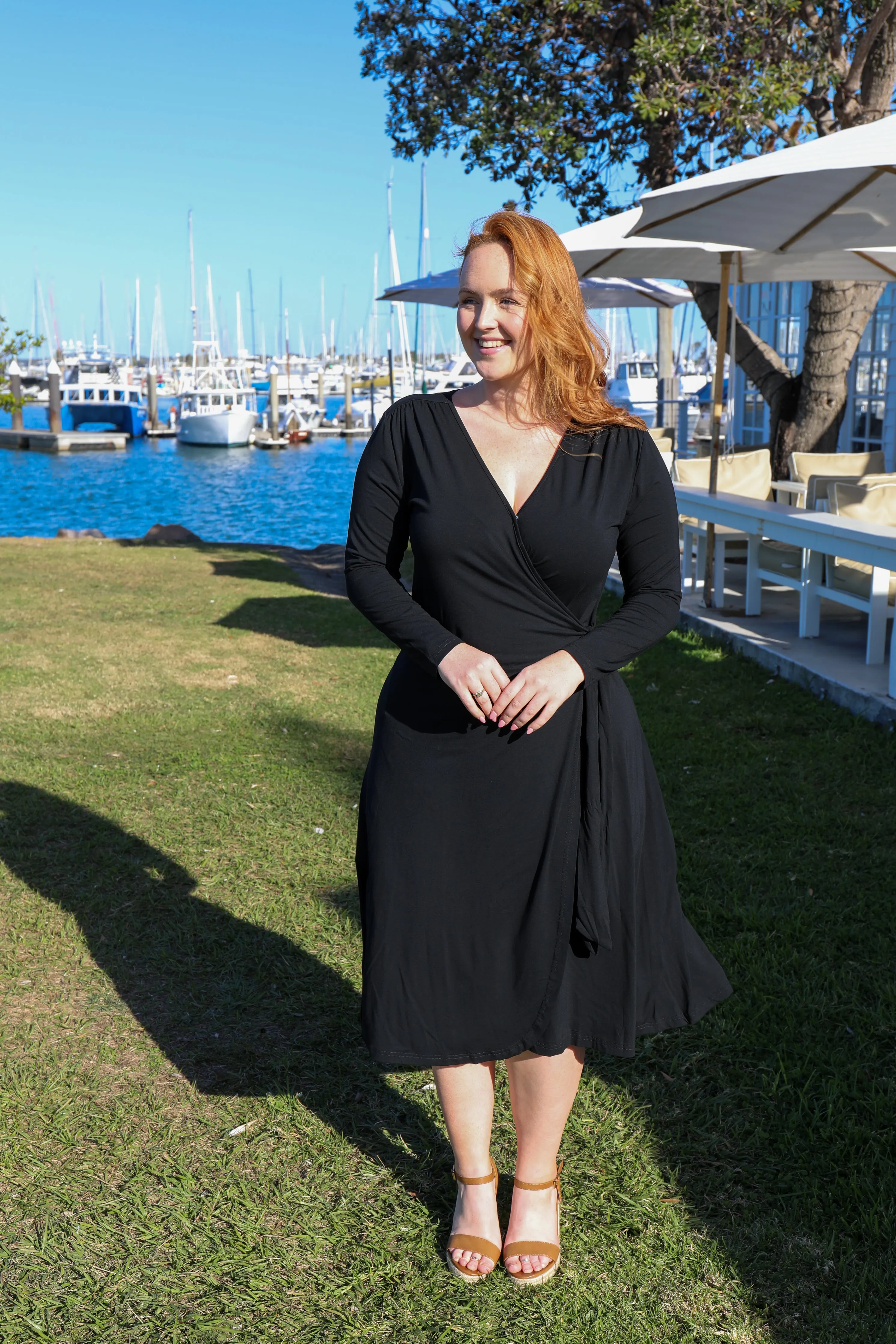 FINAL SALE Bamboo Wrap Dress in Black