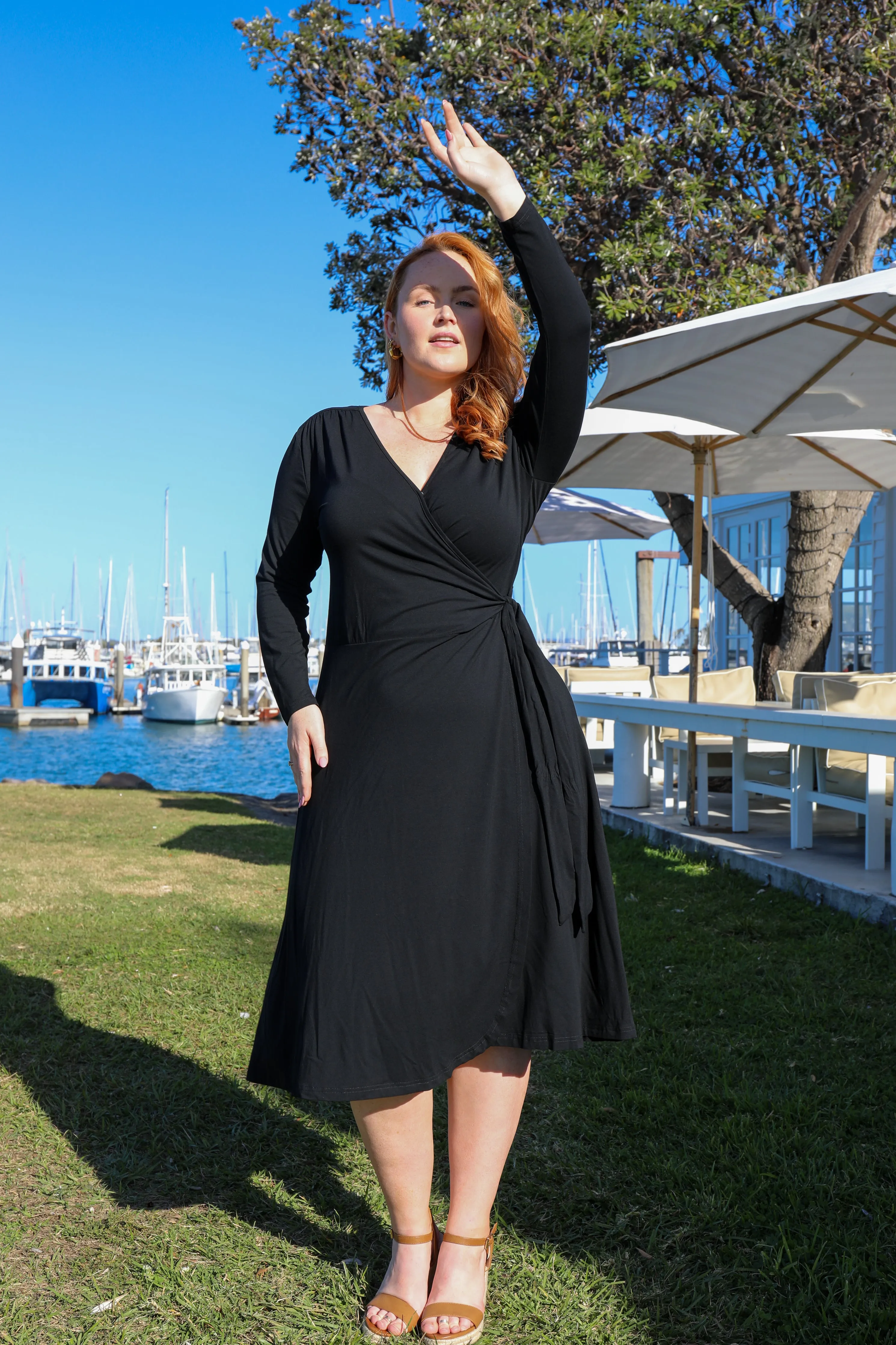 FINAL SALE Bamboo Wrap Dress in Black