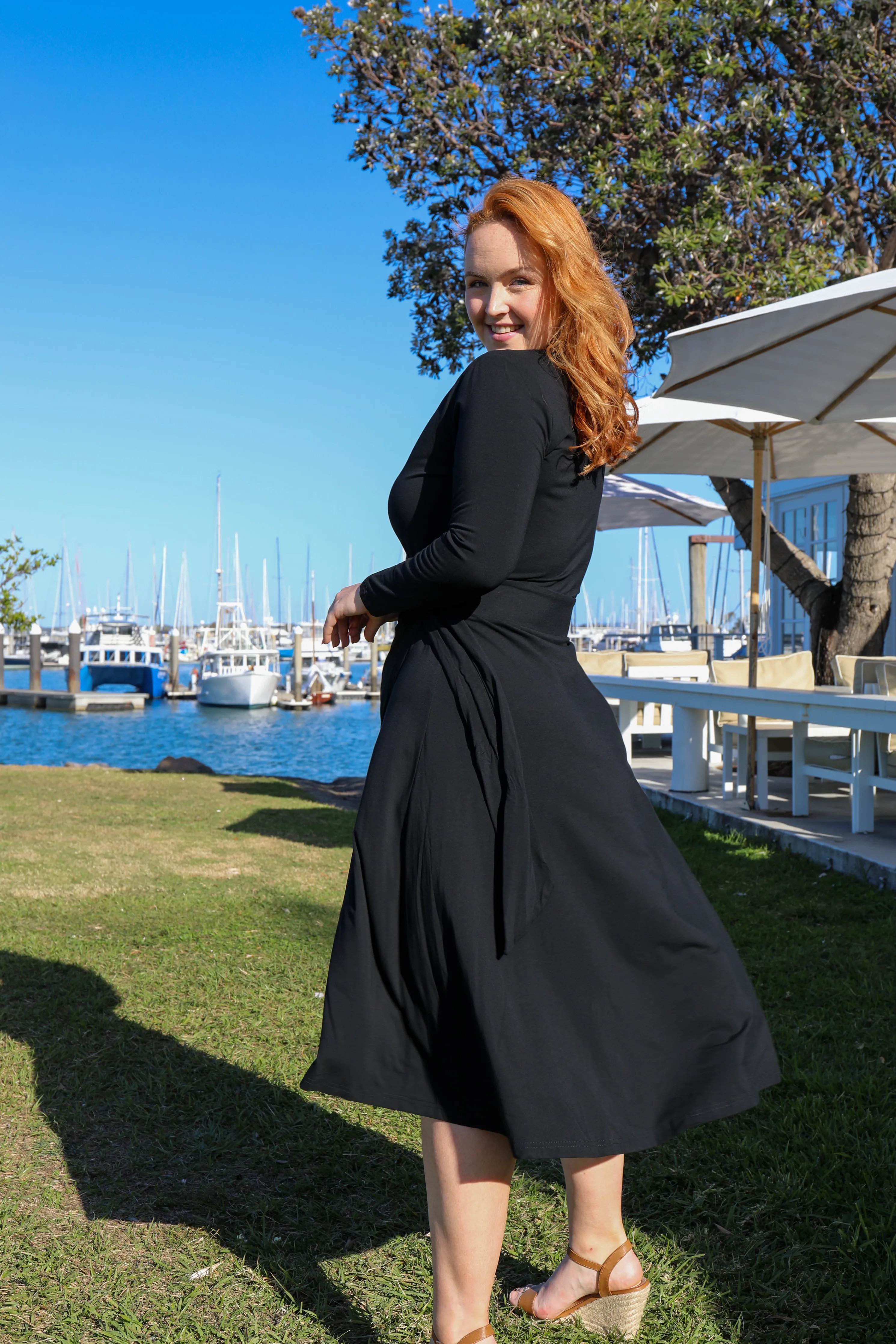 FINAL SALE Bamboo Wrap Dress in Black