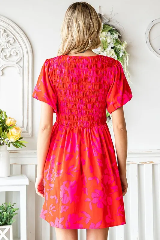 Floral Smock Bust Dress