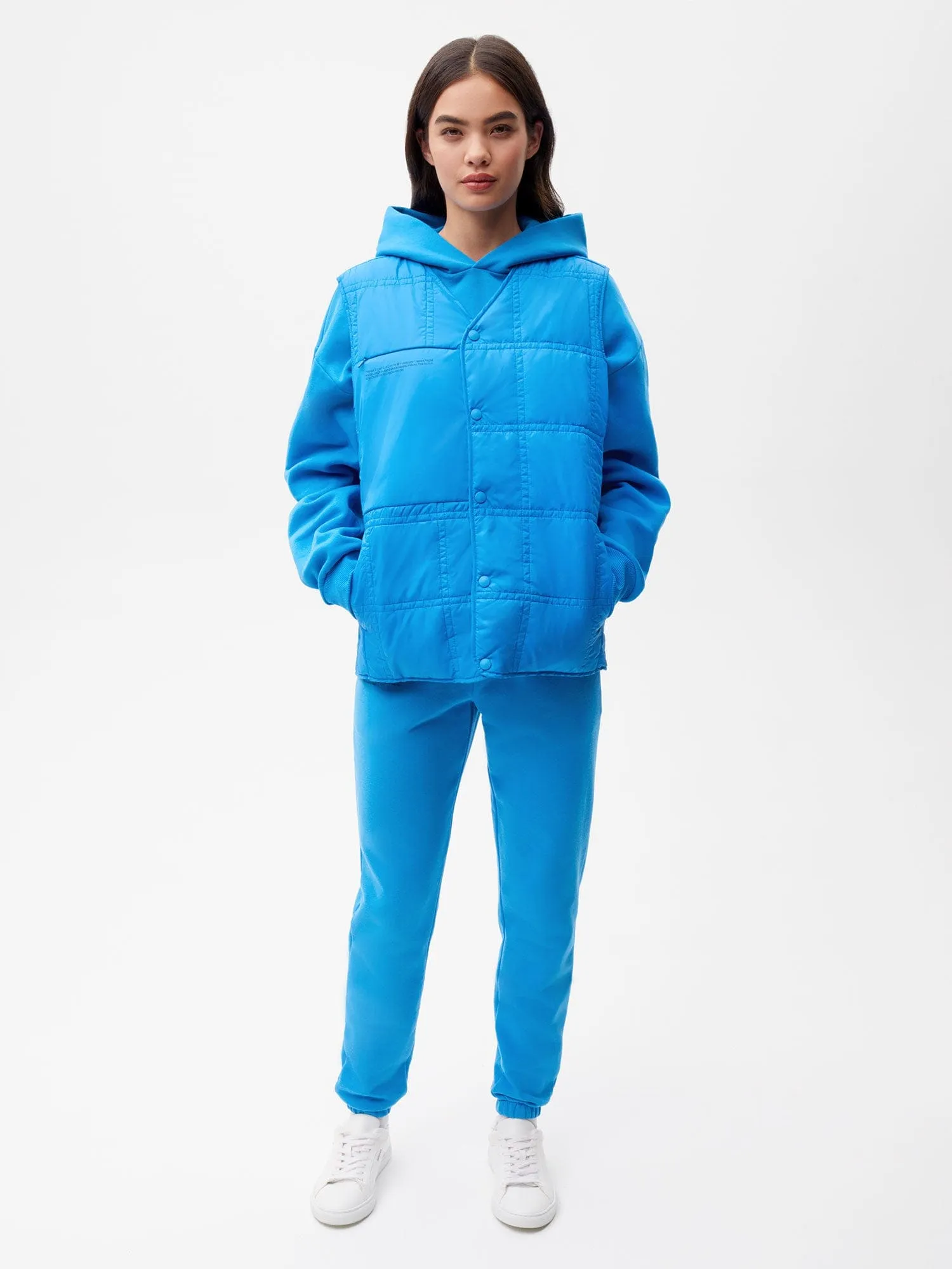 Flower-Warmth Quilted Gilet—cerulean blue