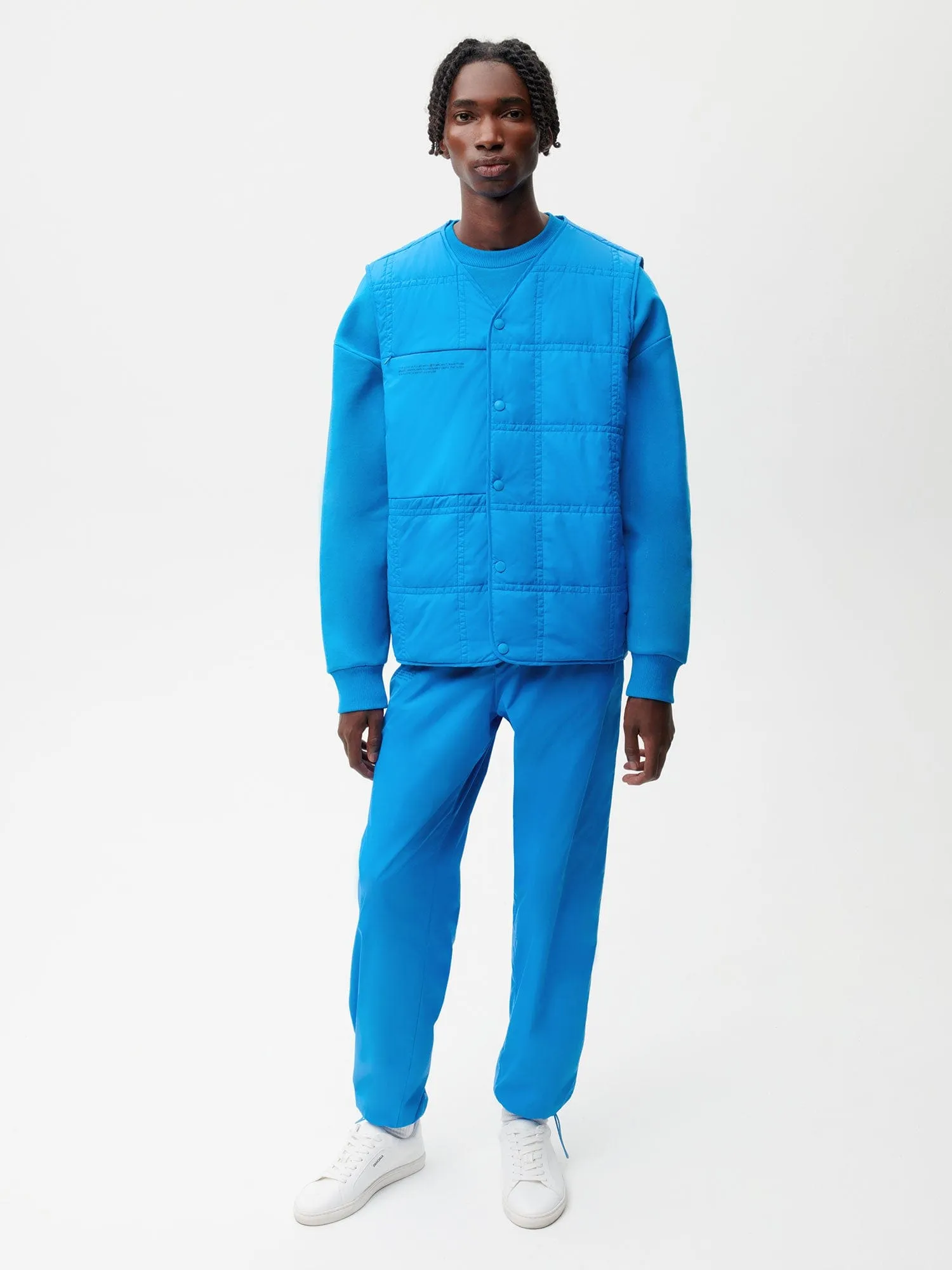 Flower-Warmth Quilted Gilet—cerulean blue