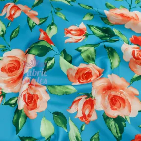 FS1039 Rosemary Floral Stretch Knit Fabric Teal