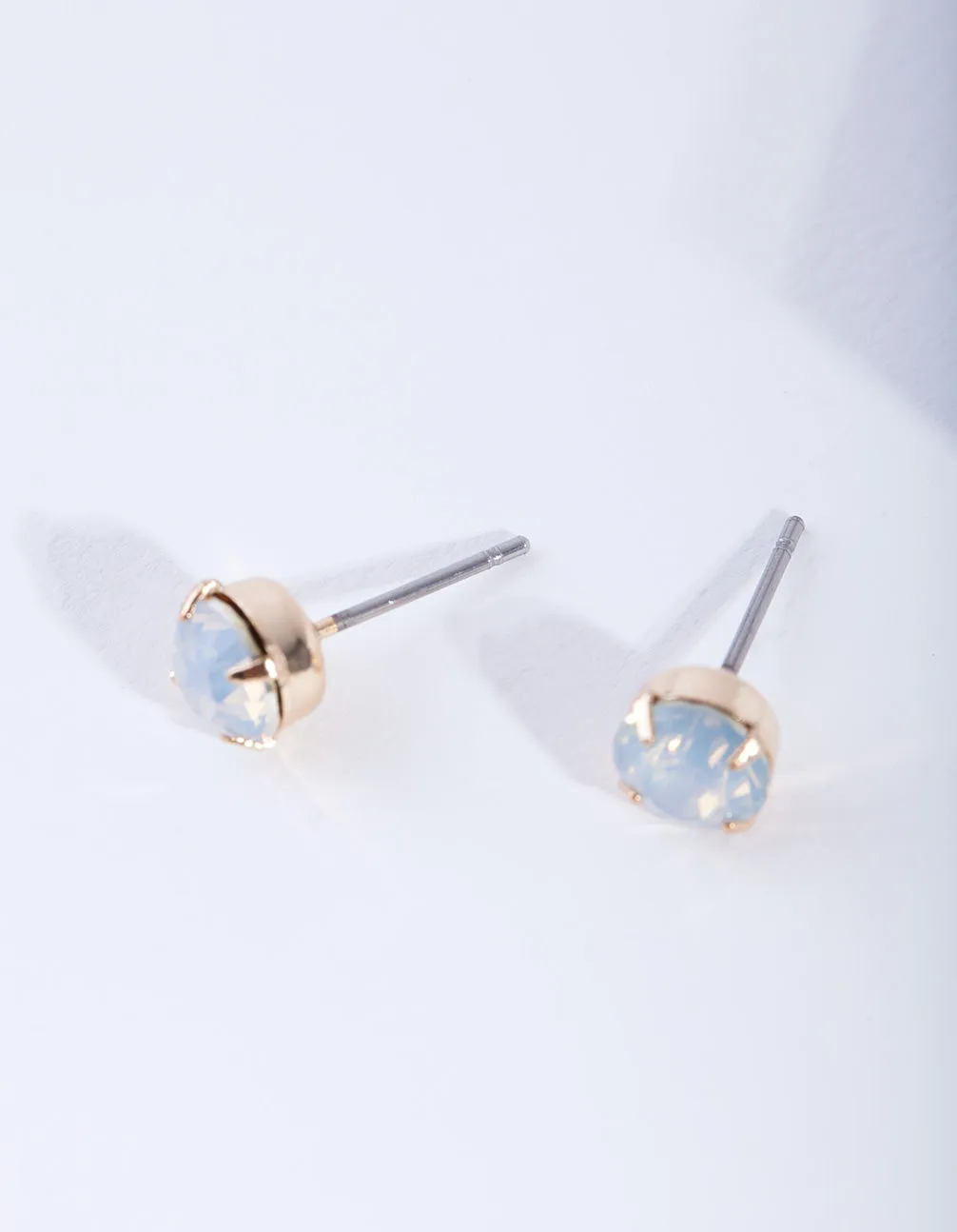 Gold Four Claw Opalised Stud Earrings