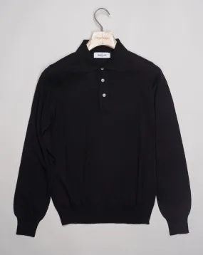 Gran Sasso Merino Wool Polo Knit / Black