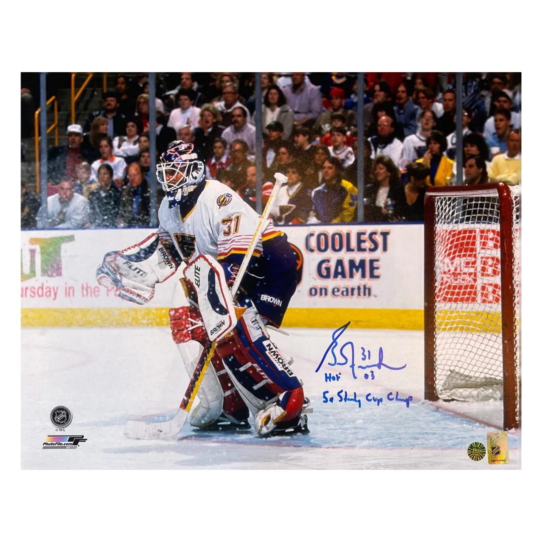 Grant Fuhr St Louis Blues Autographed 16x20 w/ HOF and Stanley Cup Inscriptions - Fan Cave COA