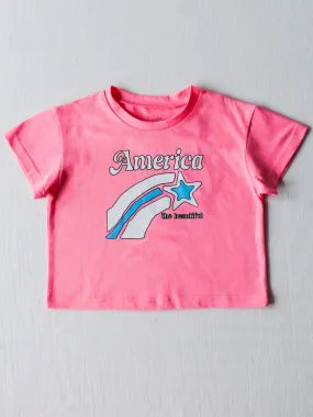 Graphic Tee - America the Beautiful Pink