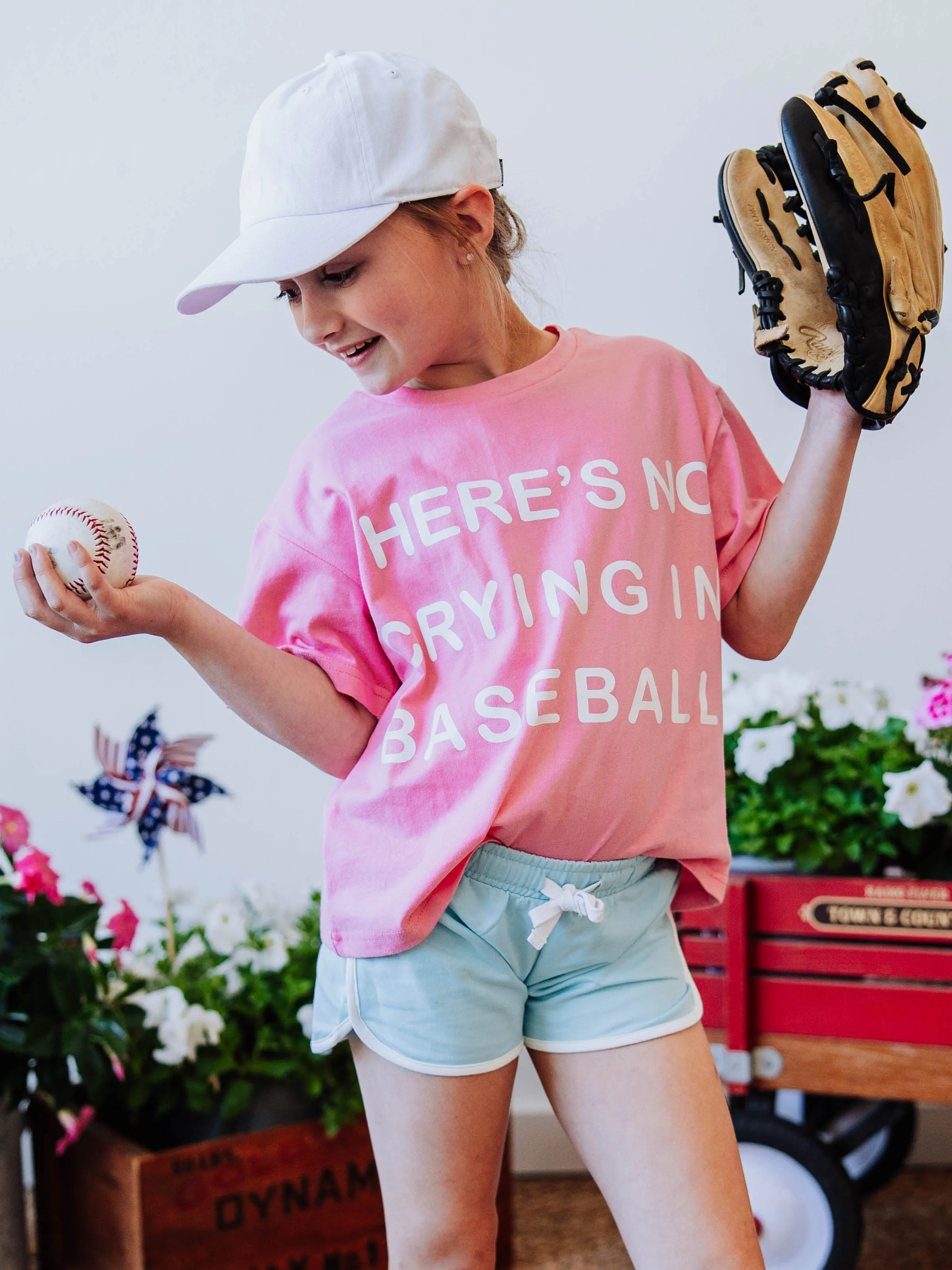 Graphic Tee - No Crying in Baseball Pink