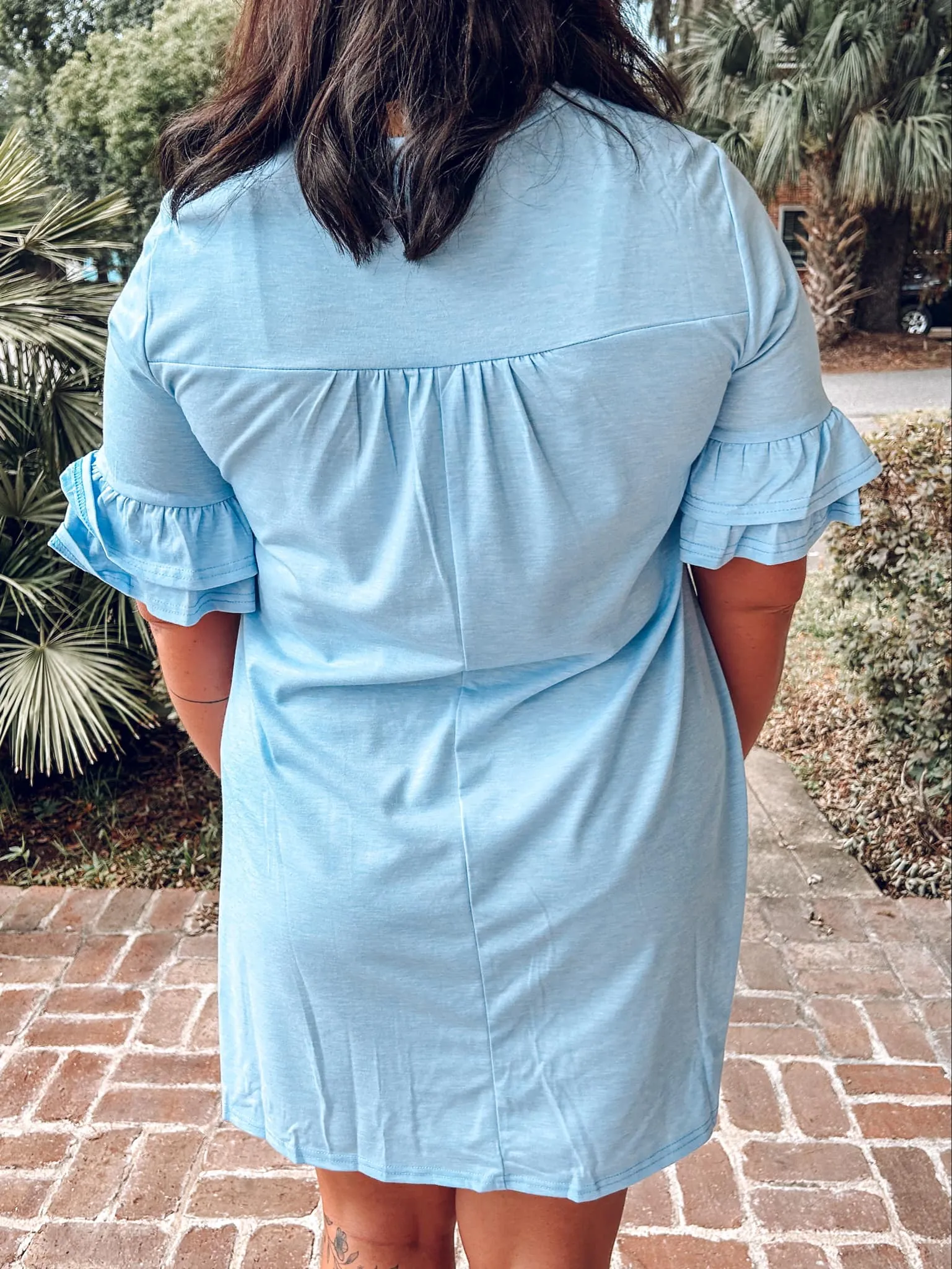 Heathered Pocket Dress | Blue