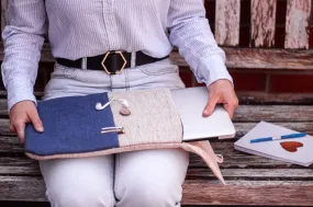 Hemp Laptop Case || Handmade & Eco-Friendly- Blue