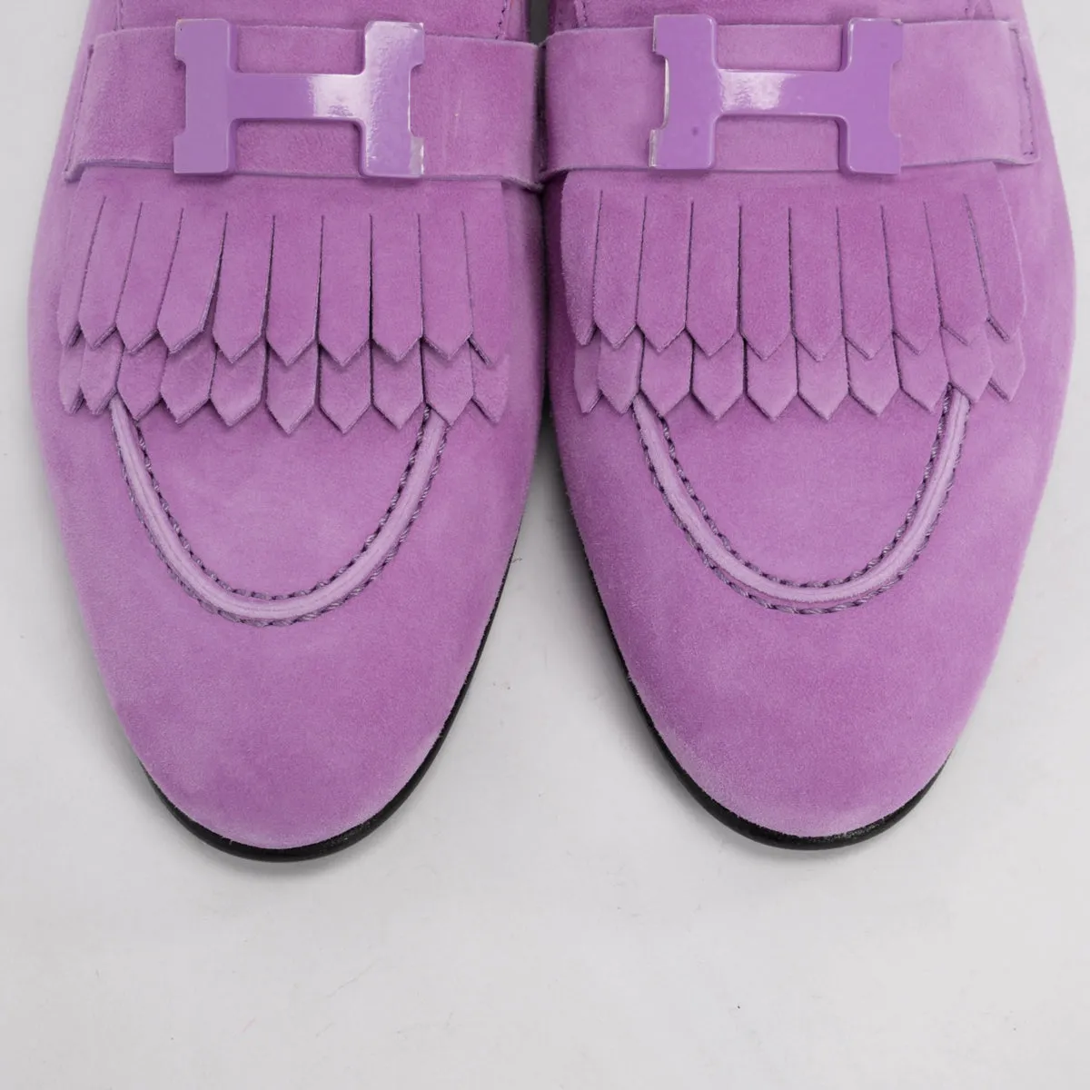 Hermes Lilac Suede Royal Loafers 39