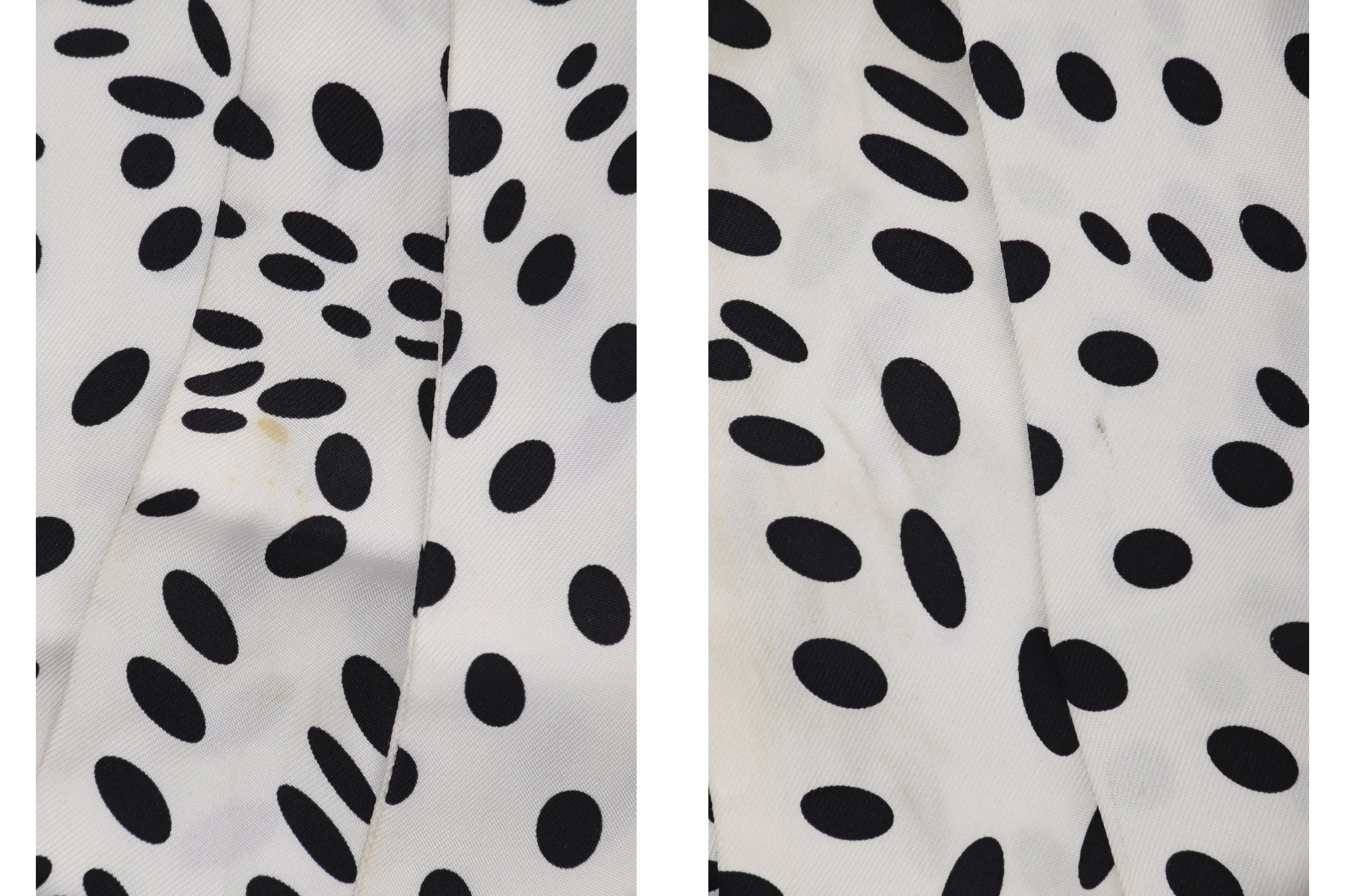 Hermes Silk Twilly Black & White Polka Dot (1 pair)