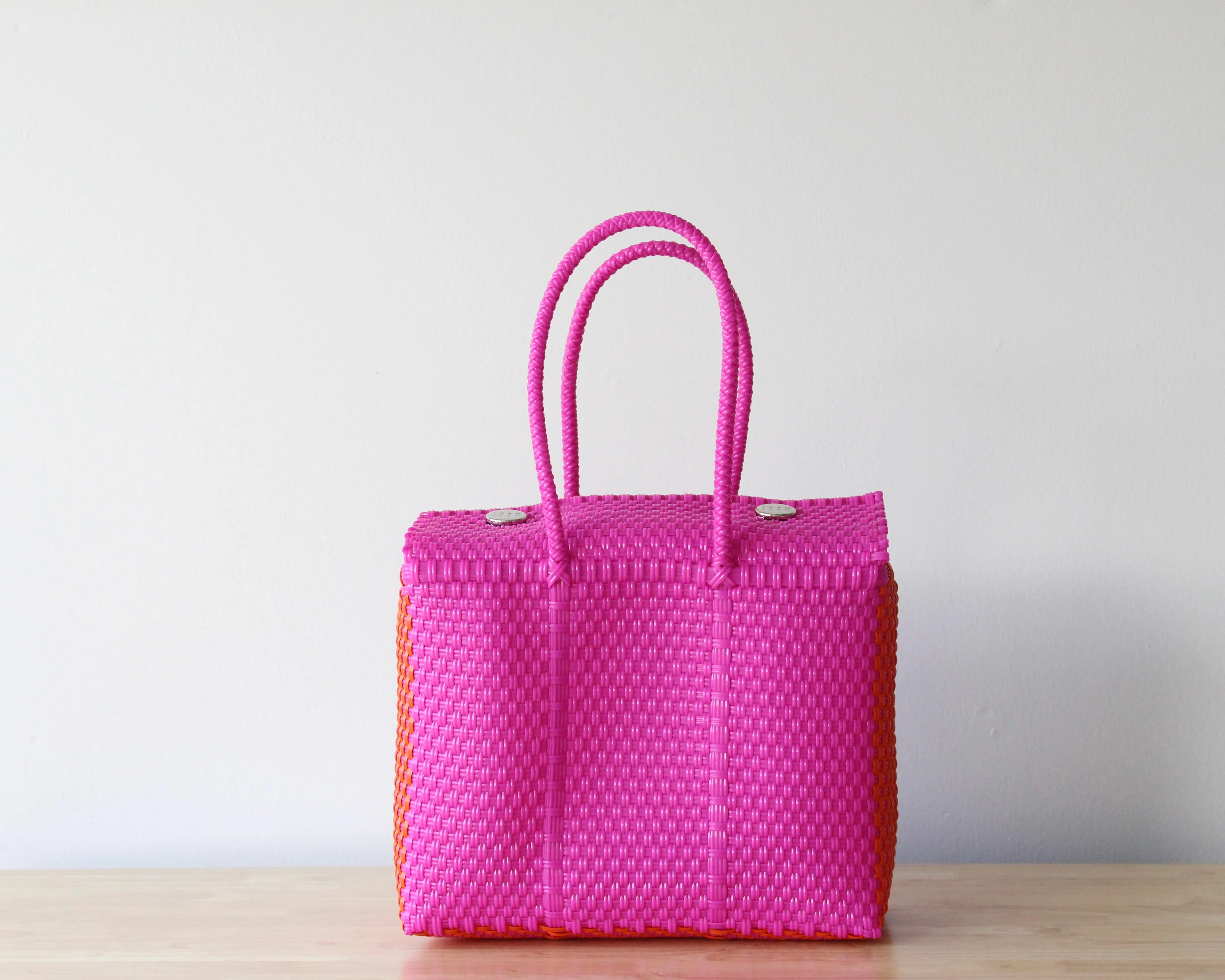 Hot Pink & Orange Woven Handbag by MexiMexi