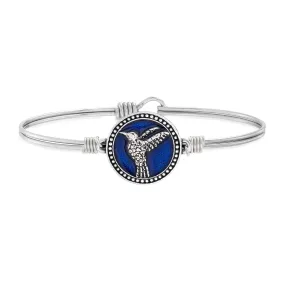 Hummingbird Bangle Bracelet in Dark Blue