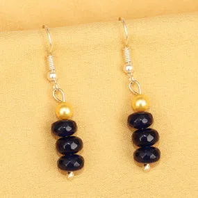 Imeora Dark Blue Quartz Earrings With 5mm Shell Beads