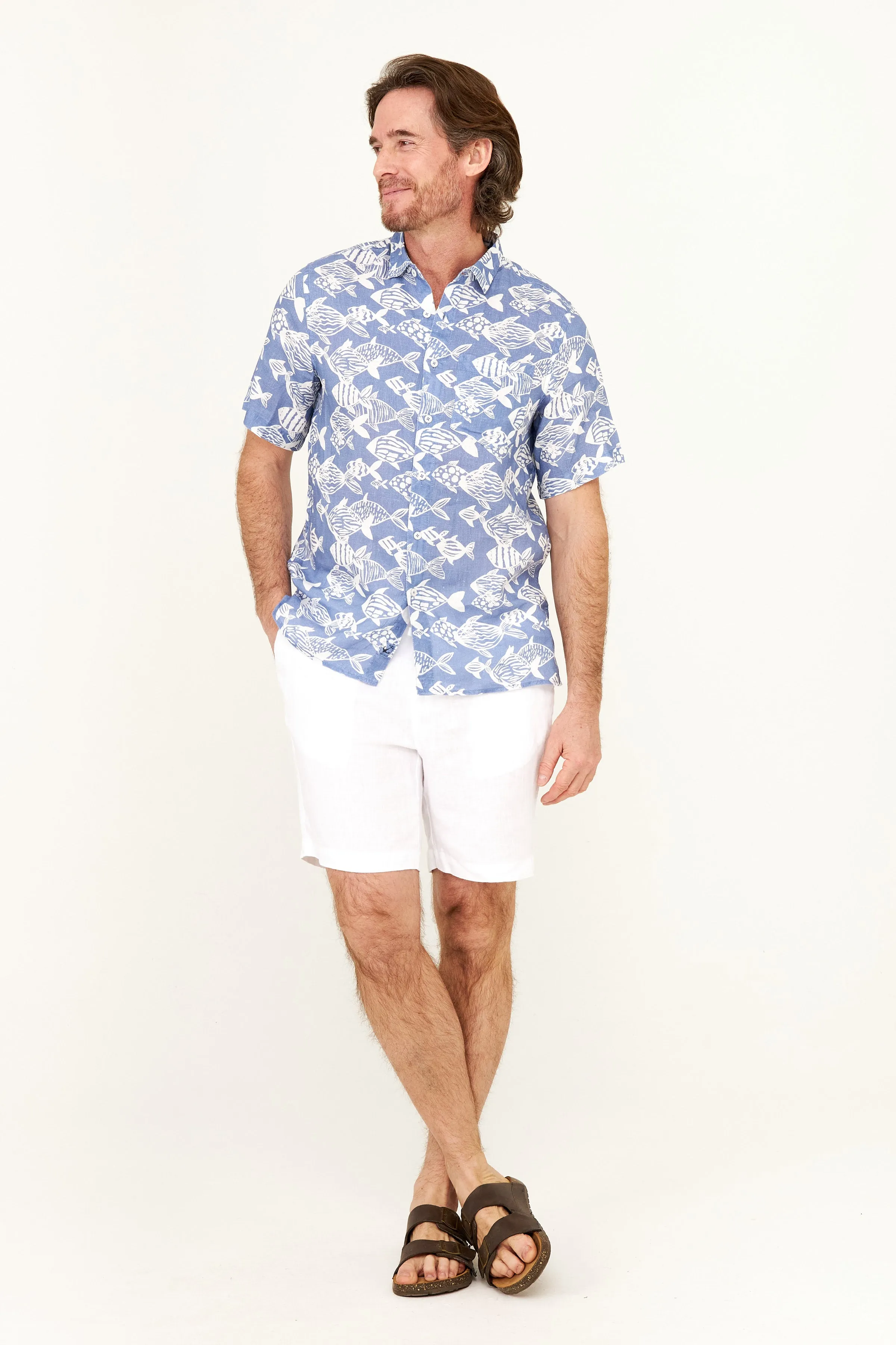 Irie Linen Shirt - Skipper Blue Fish