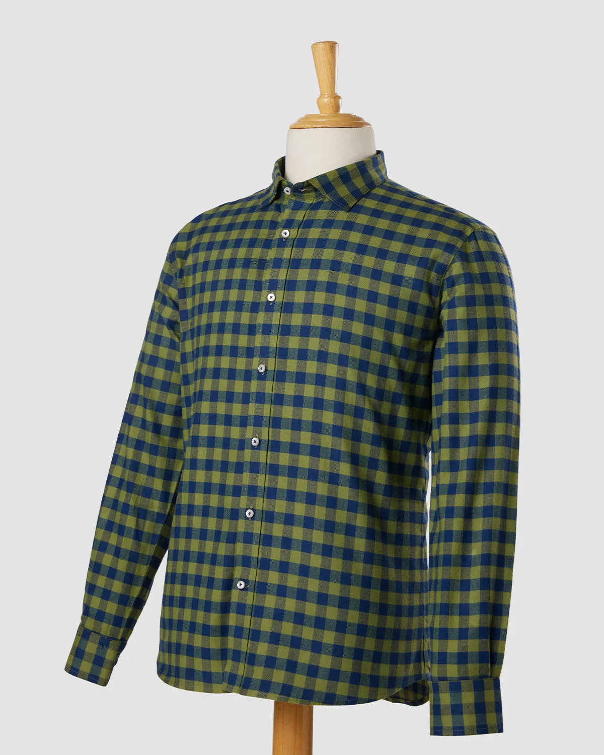 Japanese Olive Night Checked Shirt