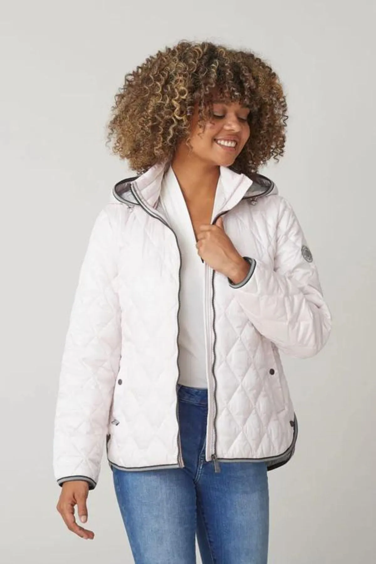 JETTE Quilted Spring Jacket with Detachable Hood 2452