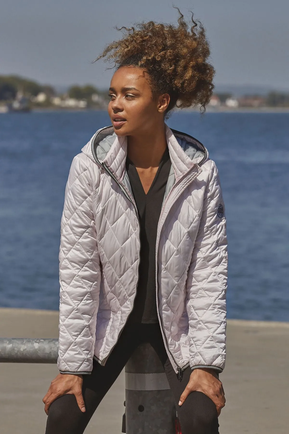 JETTE Quilted Spring Jacket with Detachable Hood 2452