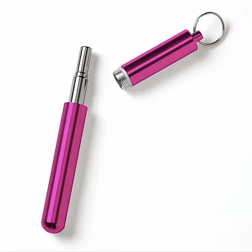 Jewel Pink Telescopic Reusable Straw