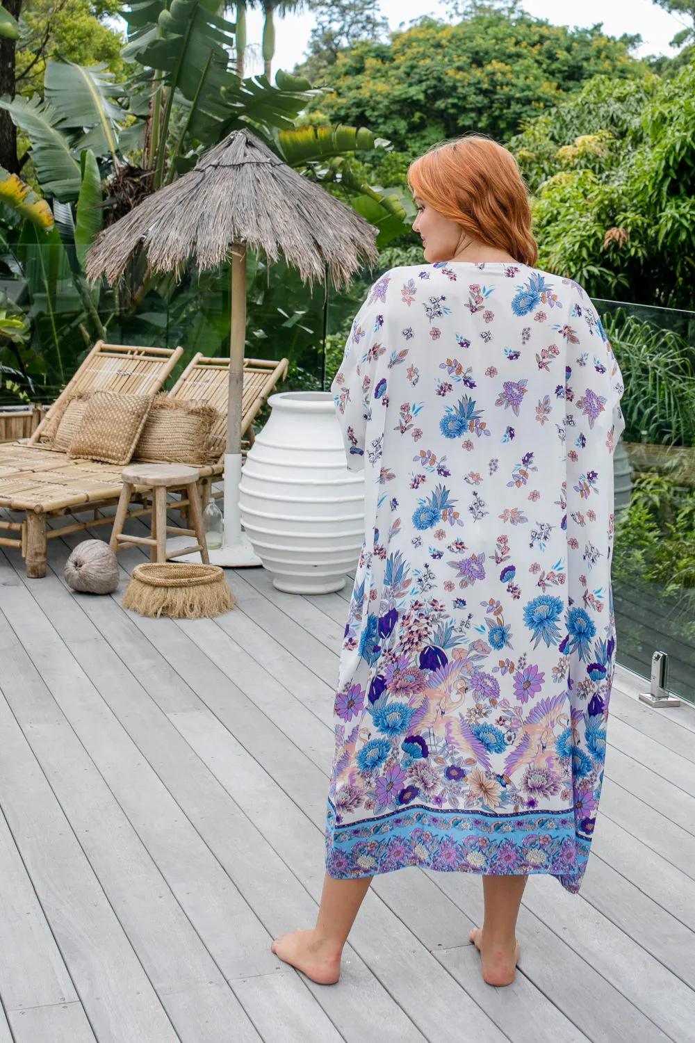 Kimono Jacket - Beach Blue Floral