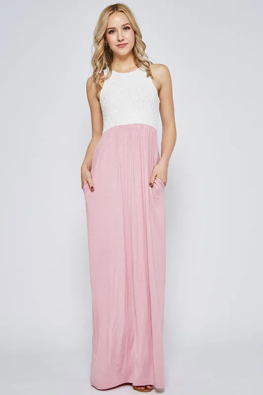 Lace Maxi Dress with Pockets