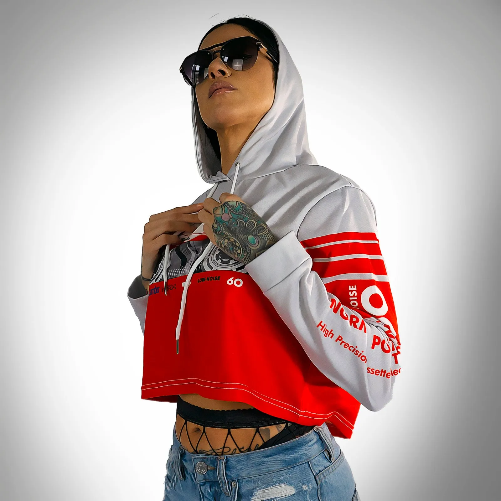 Ladies Cassette Throwback Cropped Hoodie