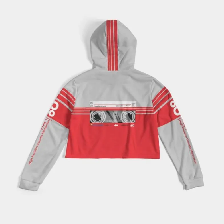 Ladies Cassette Throwback Cropped Hoodie