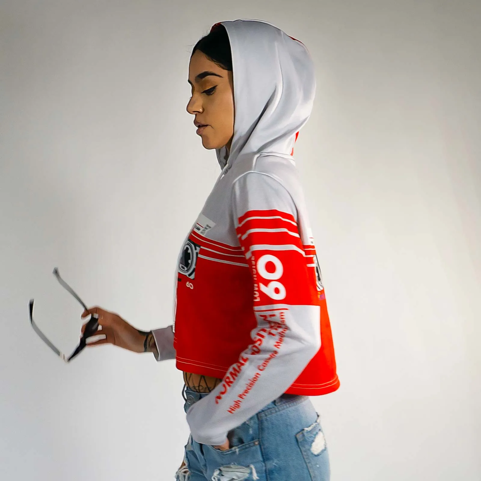 Ladies Cassette Throwback Cropped Hoodie