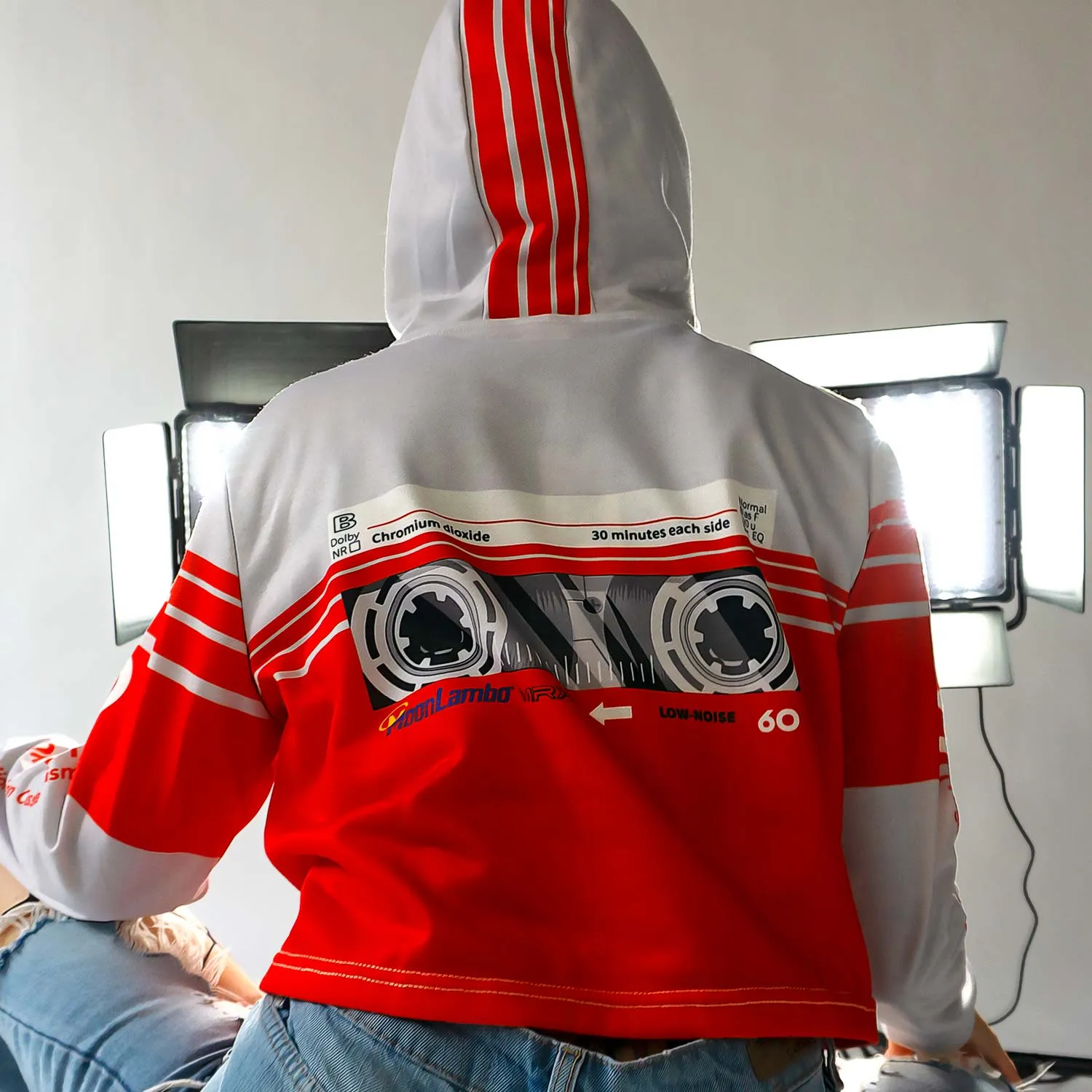 Ladies Cassette Throwback Cropped Hoodie