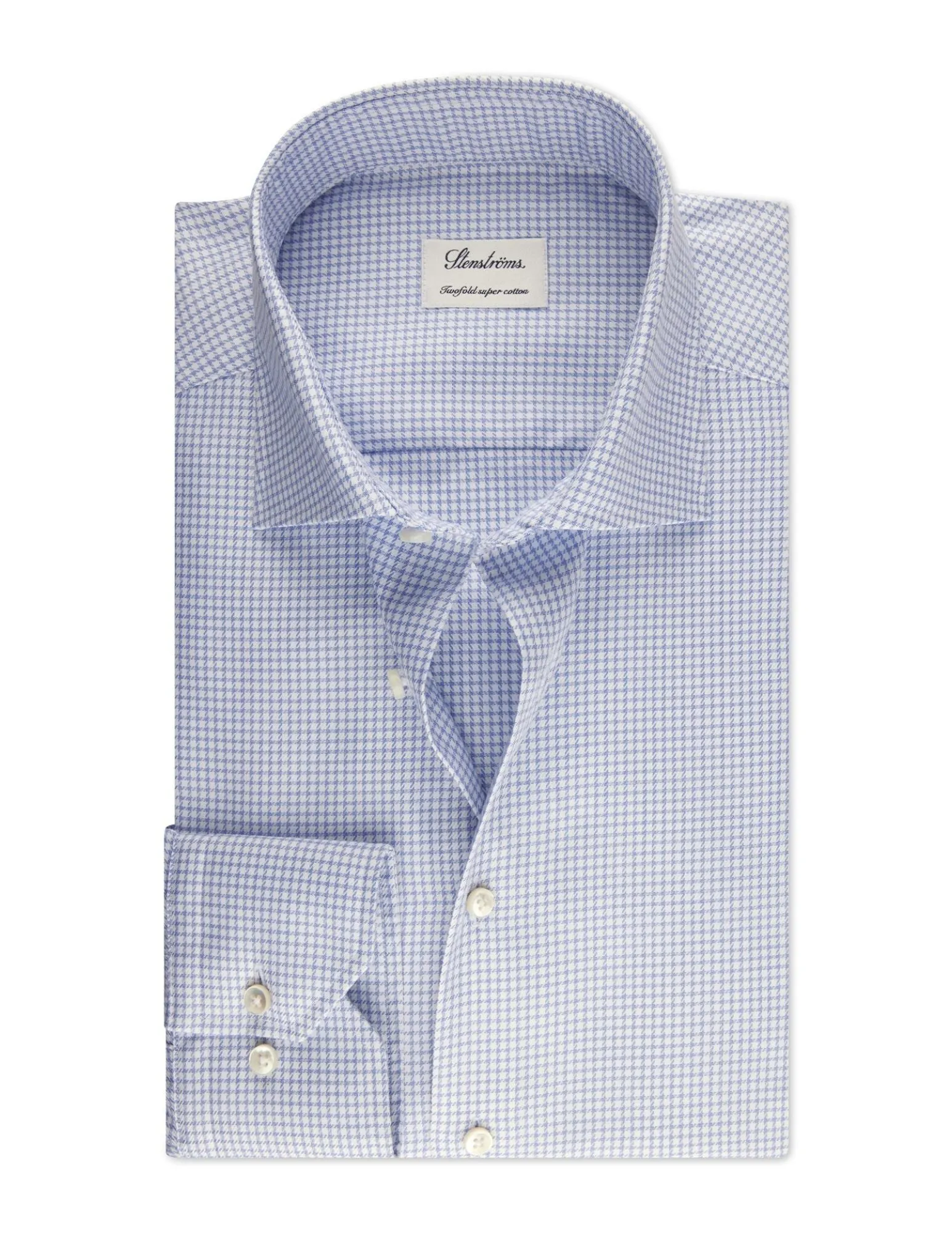 Light Blue Checked Twill Shirt | Fitted