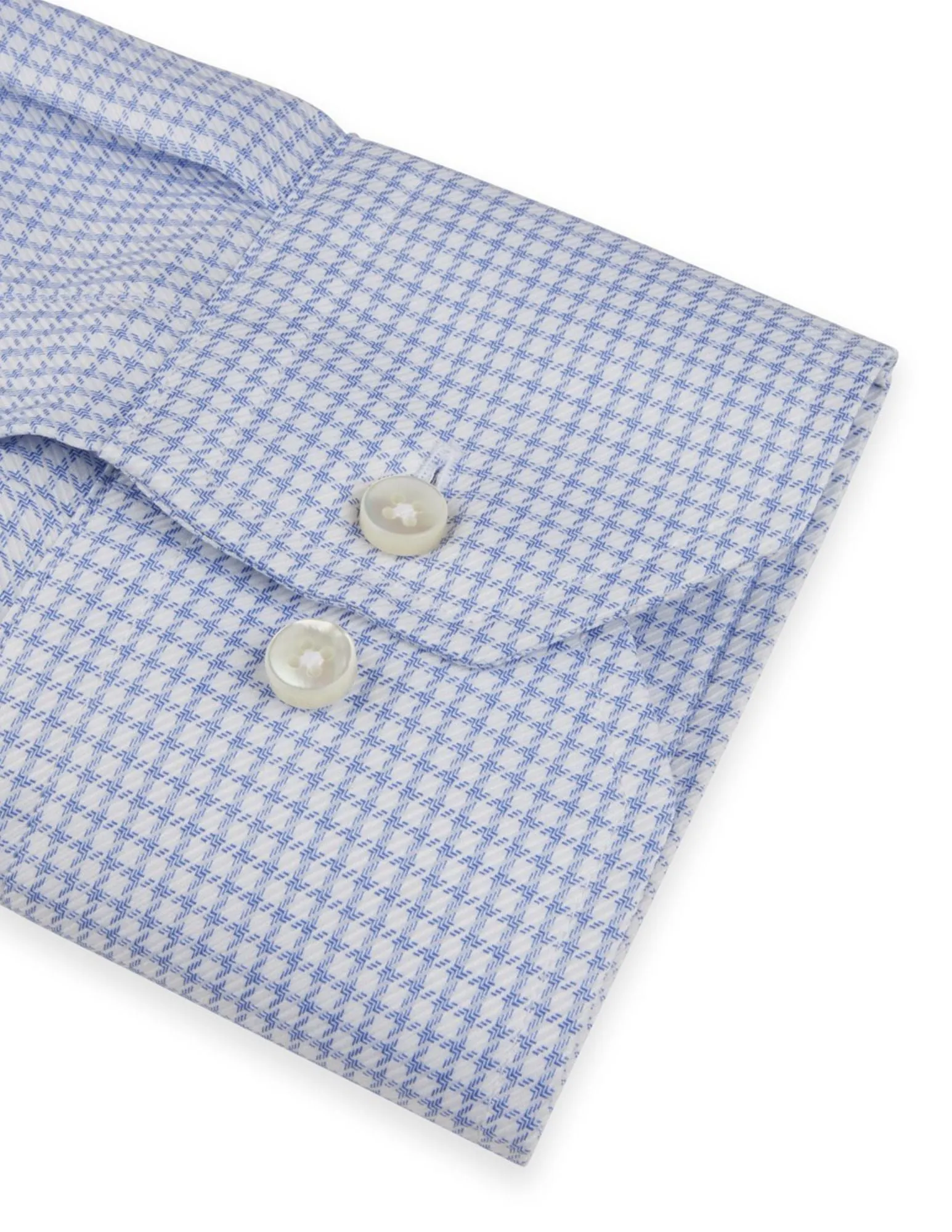 Light Blue Checked Twill Shirt | Fitted