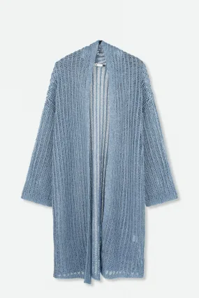 LONG LINE CARDIGAN IN OPEN ITALIAN LINEN KNIT